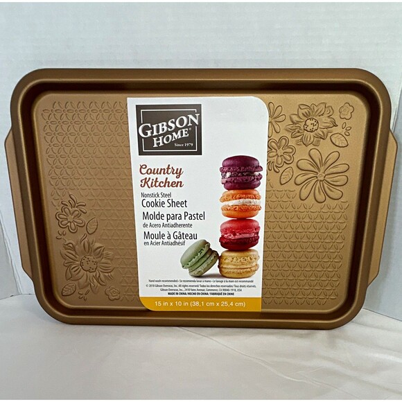 Gibson Home Other - Gibson Home Country Kitchen Embossed Nonstick Steel Cookie Sheet 15x10 Copper